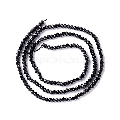 透明ガラスビーズ連売り  多面カット  ラウンド  ブラック  2mm  穴：0.6mm  約182~201個/連  14.57~15.24インチ（（37~38.7cm）&nbsp;X-GLAA-C019-01A-04