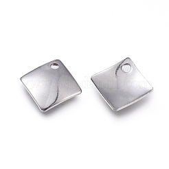 変色しない304ステンレススチールチャーム  レーザー切断  菱形  ステンレス鋼色  13.5x13.5x1.5mm  穴：1.5mm&nbsp;STAS-L232-060P