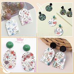 5枚 5スタイル 花柄 陶芸粘土 水転写紙  釉下転写デカール  DIYイヤリングペンダント用  ミックスカラー  13.8x9.5cm  1個/スタイル&nbsp;STIC-UN0001-02