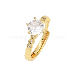 Brass Micro Pave Cubic Zirconia Cuff Rings for Women&nbsp;RJEW-Z113-32G