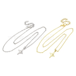 2個2色スター合金ペンダントネックレス  女性用真鍮アズキチェーンネックレス  プラチナ·ゴールデン  16.65インチ（42.3cm）  1pc /カラー&nbsp;NJEW-JN05214