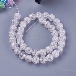 クラックガラスビーズ連売り  ラウンド  透明  8mm  穴：1mm  約47~48個/連  14.56インチ〜15.15インチ（37~38.5cm）&nbsp;CCG-E002-8mm-07