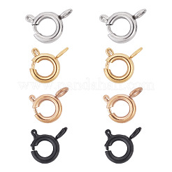8個4色304ステンレススチールスプリングリング留め金  ミックスカラー  6x1.6mm  穴：1.6mm  2個/カラー&nbsp;STAS-TADJ001-09