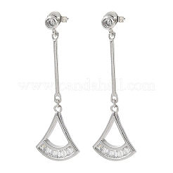 Fan Brass Micro Pave Clear Cubic Zirconia Dangle Stud Earrings&nbsp;LS-EJEW-F383-12P