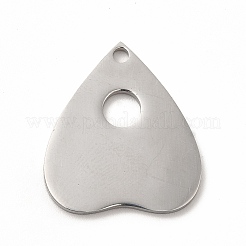 変色しない304ステンレススチールペンダント  猫のチャームが付いたハート  ステンレス鋼色  25x22x1.4mm  穴：2mm&nbsp;STAS-F290-16P
