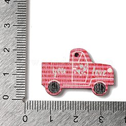 印刷された木製のペンダント  車  ショッキングピンク  29x19x2mm  穴：1.6mm&nbsp;FIND-K017-06