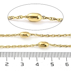 イオンプレーティング（IP）304ステンレススチールオーバルリンクチェーン  ハンダ付け  スプールで  ゴールドカラー  ビーズ：7x4mm  約32.81フィート（10m）/ロール&nbsp;CHS-M005-01G