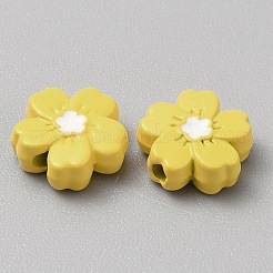 ベーキングペイント合金手作りビーズ  花  シャンパンイエロー  10x10x4mm  穴：1.7mm&nbsp;FIND-CJC0019-27I