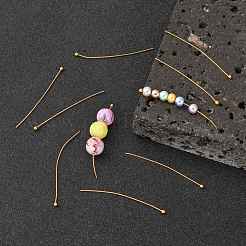 真鍮のボールヘッドピン  カドミウムフリー＆ニッケルフリー＆鉛フリー  ゴールドカラー  39x0.5mm  24ゲージ  ヘッド：2mm&nbsp;KK-E711-060G-NR