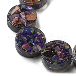 天然の染色されたインペリアルジャスパーと樹脂ビーズの連売り  フラットラウンド  暗紫色  16x5.5~7mm  穴：1.2mm  約11個/連  6.93インチ（17.6cm）&nbsp;G-G083-E02-01