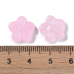 ペイントガラスビーズを焼く  花  パールピンク  12.5x13x4.5mm  穴：1.2mm&nbsp;GLAA-S202-06C