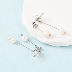 304 Stainless Steel Round Tassel Stud Earrings&nbsp;LS-EJEW-K268-89P
