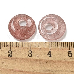 Natural Strawberry Quartz Donut/Pi Disc Charms&nbsp;G-G142-02D