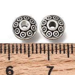 チベット風合金製ソーサー型スペーサービーズ  ロンデル  アンティークシルバー  6.5x4mm  穴：1.8mm&nbsp;FIND-Z128-15AS