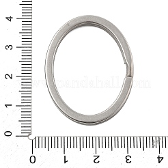 304ステンレススチール製スプリットキーリング  キーホルダー留め金のパーツ  ステンレス鋼色  オーバル  37x29x3mm  内径：31x23mm&nbsp;STAS-A111-01A-P