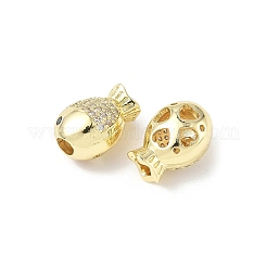 Brass Micro Pave Cubic Zirconia Beads&nbsp;KK-C104-09G