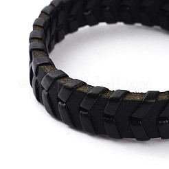 レザーコードブレスレット  ブラック  55mm&nbsp;BJEW-N269-40