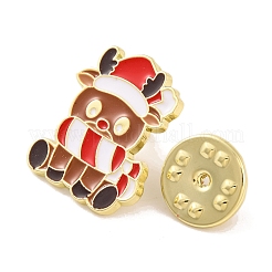クリスマステーマのエナメルピン  バックパック服用合金ブローチ  鹿  20x17x1mm&nbsp;JEWB-M043-01B