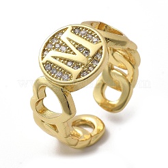 Brass Micro Pave Clear Cubic Zirconia Open Cuff Rings for Women&nbsp;RJEW-K289-02G-M