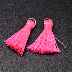 ナイロンタッセルパーツ  ゴールデントーン鉄パーツ  ピンク  27~30x15mm  丸カン：4ミリ  穴：4x2mm  10個/袋&nbsp;FIND-D015-04P