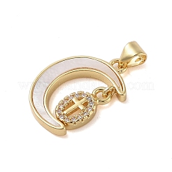 Brass Micro Pave Clear Cubic Zirconia Pendants&nbsp;KK-I712-49G-07