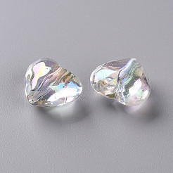 透明なアクリルビーズ  ABカラーメッキ  多面カット  ハート  クリアAB  16x19.5x11mm  穴：2mm&nbsp;TACR-S156-015