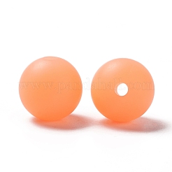 蓄光シリコーンビーズ  DIYの看護ネックレスとブレスレット作り  ラウンド  オレンジ  11.5mm  穴：2mm&nbsp;SIL-I002-01I