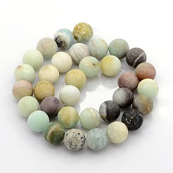 Natural Frosted Flower Amazonite Round Beads&nbsp;X-G-D616-8mm