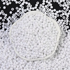 不透明なアクリルビーズ  ラウンド  ホワイト  4x3.5mm  穴：1.6mm  約1800個/50g&nbsp;X-SACR-A007-01A-17