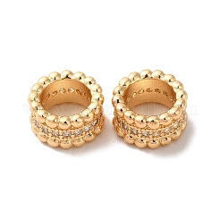 Rack Plating Brass Micro Pave Cubic Zirconia European Beads&nbsp;KK-M242-04G