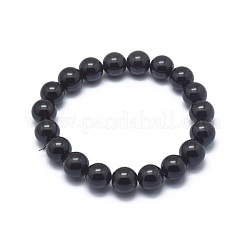 合成ブラックストーンビーズストレッチブレスレット  ラウンド  2-1/8インチ〜2-3/8インチ（5.5~6cm）  ビーズ：8mm&nbsp;X-BJEW-K212-B-032