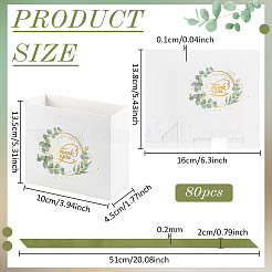 80Pcs Gold Stamping Thank You Paper Gift Bags with Olive Drab Polyester Ribbon&nbsp;CON-WA0001-05