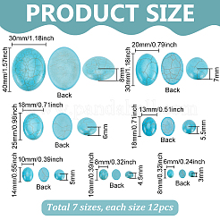 84Pcs 7 Styles Synthetic Turquoise Cabochons&nbsp;TURQ-PH0001-12