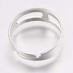 空白の調整可能な鉄製指輪バンド  ジュエリー製作用のリングセッティング  銀  18mm&nbsp;IFIN-K036-04S