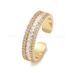 Brass Micro Pave Cubic Zirconia Cuff Rings for Women&nbsp;RJEW-F182-01G