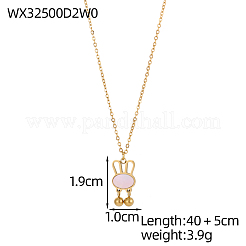 Cartoon Rabbit with Pink Shell & Dangle Balls Pendant Necklaces&nbsp;STAS-OY009-42G