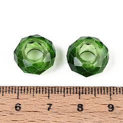 ベーキングペイントガラスヨーロピアンビーズ  大穴ビーズ  芯金がない  ロンデル  グリーン  14x8mm  穴：5mm&nbsp;GDA007-18-01