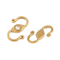 304 Stainless & Natural Rose Quartz S-Hook Clasps&nbsp;SA-CBA3073-02G-02