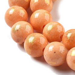 天然石馬山ジェイドビーズ連売り  ラウンド  染め  ダークオレンジ  8.5mm  穴：1.4mm  約49個/連  15.59''（39.6センチメートル）&nbsp;G-A255-A01-01J