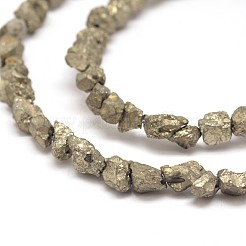 天然黄鉄鉱ナゲット連売りをビーズ  5~8x3~6mm  穴：1mm  約15.7インチ&nbsp;X-G-I125-85