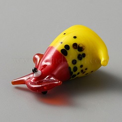 手作りランプワーク表示の装飾  おんどりデスクトップ飾り  きいろ  14~15x20~21x27~28.5mm&nbsp;DJEW-WH0042-11B-02