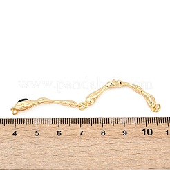 真鍮パヴェ天然タイガーアイカーブバーコネクタチャーム  18KGP本金メッキ  67.5x17.5x5.5mm  穴：2.5mm&nbsp;KK-P302-08G