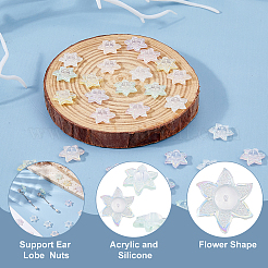 30色のアクリル製イヤーナット6個  シリコーンと  花  ミックスカラー  11.5x13x4mm  穴：0.5mm  5個/カラー&nbsp;FIND-HS0002-43