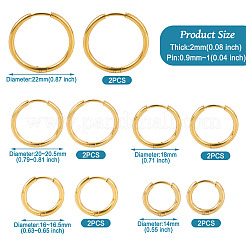 10Pcs 5 Size 316L Surgical Stainless Steel Huggie Hoop Earrings for Girl Women&nbsp;EJEW-TA0001-10