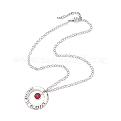 3Pcs 3 Styles Flat Round Forever in My Heart Alloy Glass Pendant Necklaces&nbsp;NJEW-JN05018