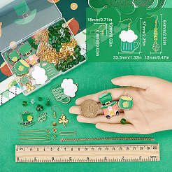 聖パトリックの日のテーマのダングルイヤリングのDIYキット  グリーン  8mm  穴：1mm&nbsp;DIY-SC0024-74