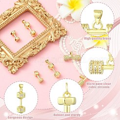 8Pcs 4 Styles Rack Plating Brass Pave Cubic Zirconia Pendants&nbsp;KK-CJ0003-67