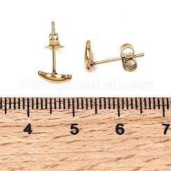 女性用304ステンレススチールスタッドピアス  ゴールドカラー  ムーン  8x4.5mm&nbsp;EJEW-G459-01B-G