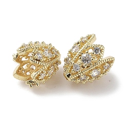 Brass Micro Pave Clear Cubic Zirconia Bead Caps&nbsp;KK-G491-51B-G