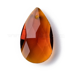 カット加工ガラスペンダント  ティアドロップ  ミックスカラー  22x13x8.5mm  穴：1mm&nbsp;X-GLAA-F069-L-M